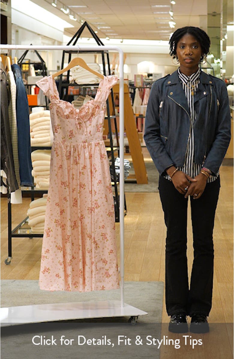 Livia Pink Rose Stretch Cotton Midi Dress, sales video thumbnail