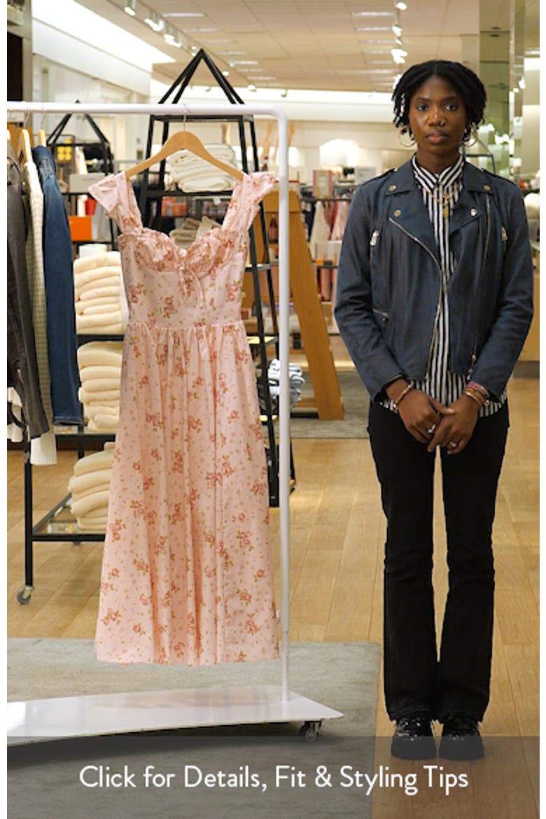 nordstrom house of cb pink dress House OF CB Livia Floral-Print Stretch-Cotton Midi Dress