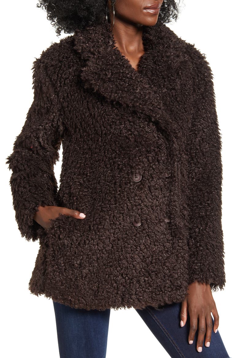 Curly Teddy Jacket, Alternate, color, COFFEE BEAN