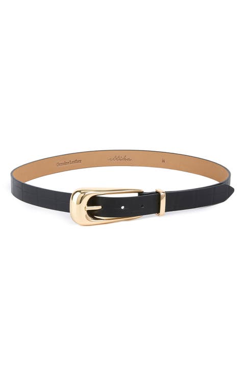 Snakeskin Print Leather Belt