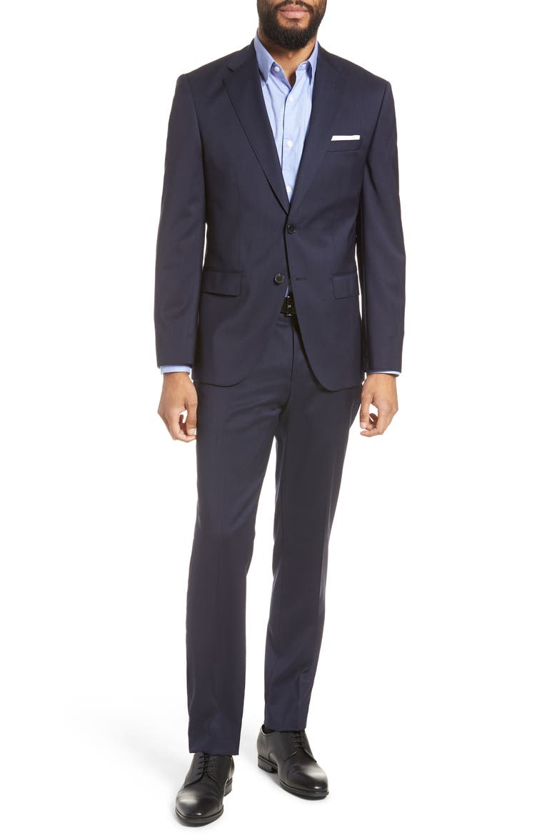 Johnstons/Lenon Regular Fit Solid Wool Suit, Main, color, NAVY