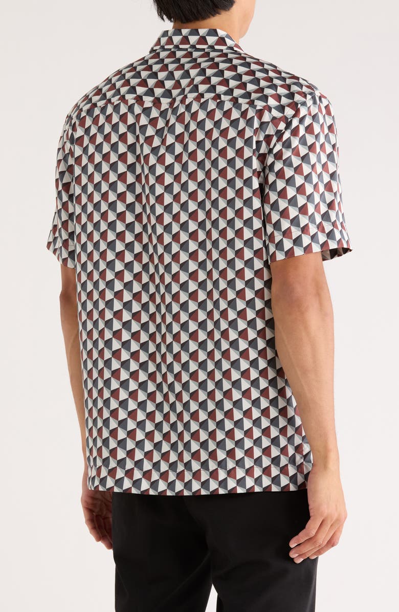 Bugatchi Jackson Geometric Camp Shirt, Alternate, color, Sienna