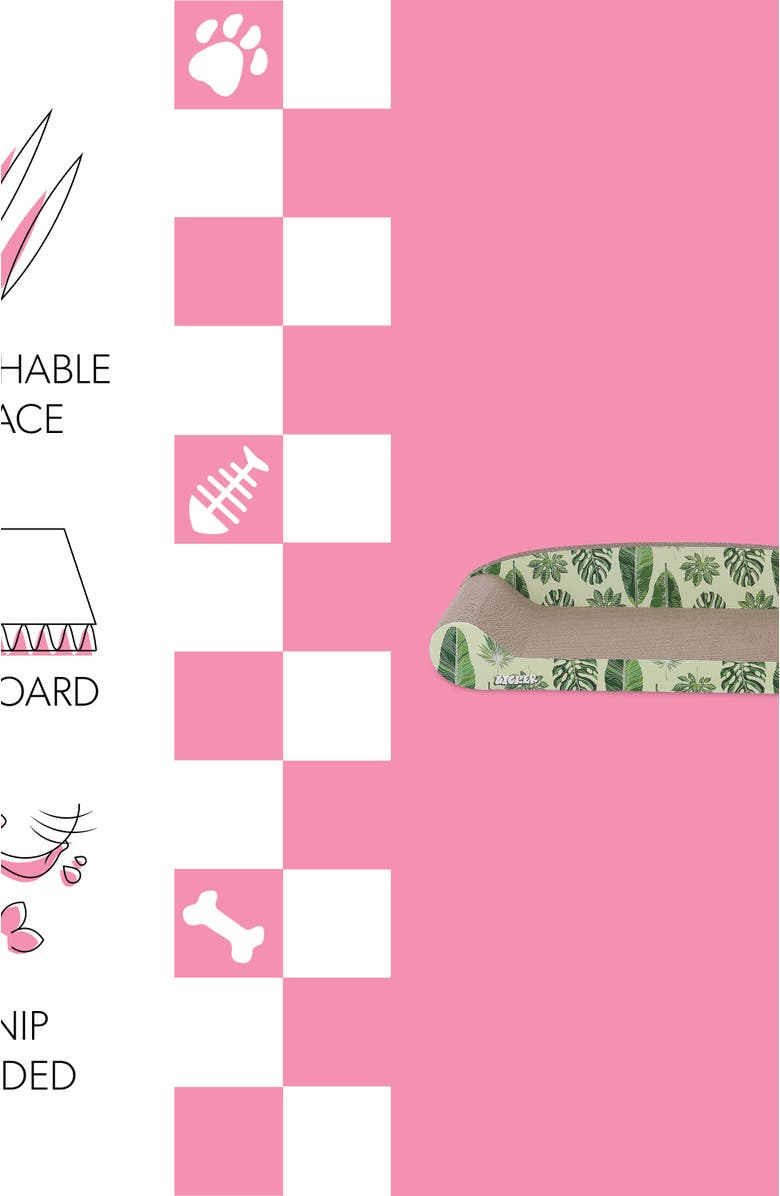 The Licker Store Montego 27.5" Coastal Patterned Cardboard Lounge Bed Cat Scratcher with Catnip, Alternate, color, 