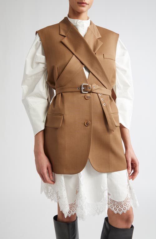 Monse Criss Cross Belted Wool Jacket In Tan