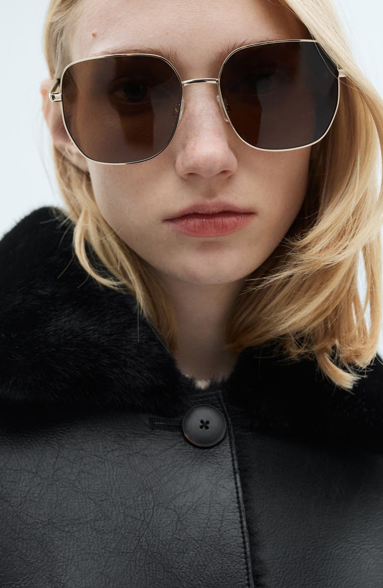 MANGO Faux Leather Jacket with Faux Fur Lining, Alternate, color, 