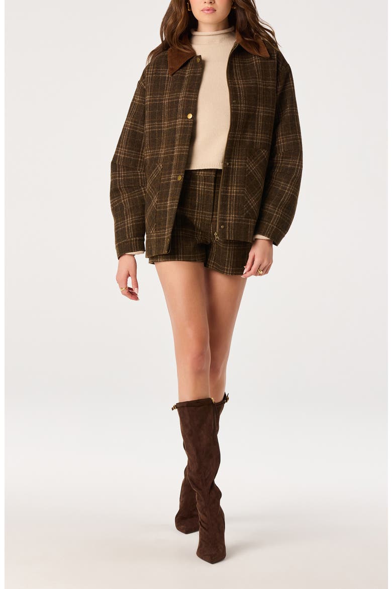 Shae Plaid Wool Blend Jacket, Alternate, color, BROWN PLAID
