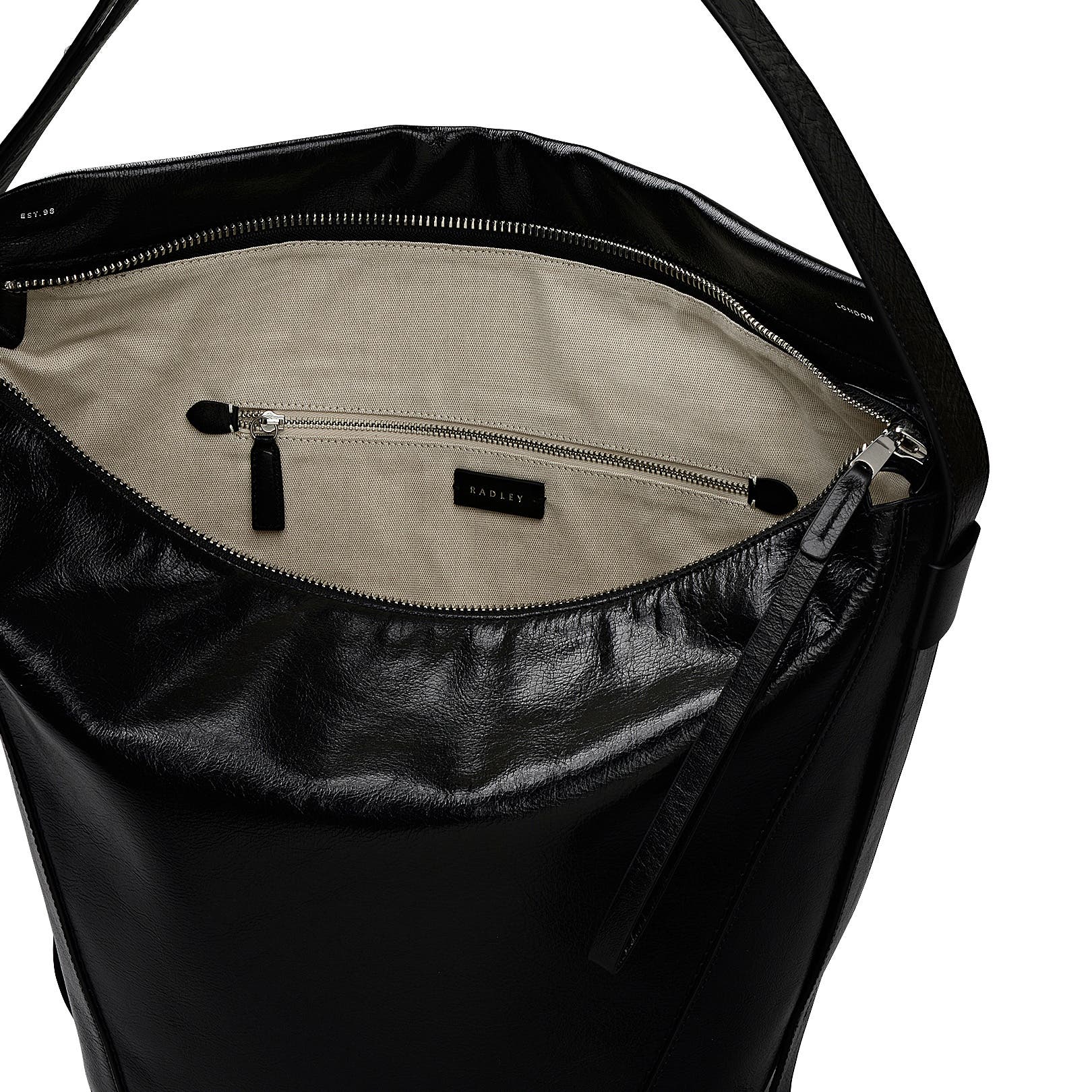 Radley De Beauvoir - High Shine Large Ziptop Shoulder Bag, Alternate, color, Black