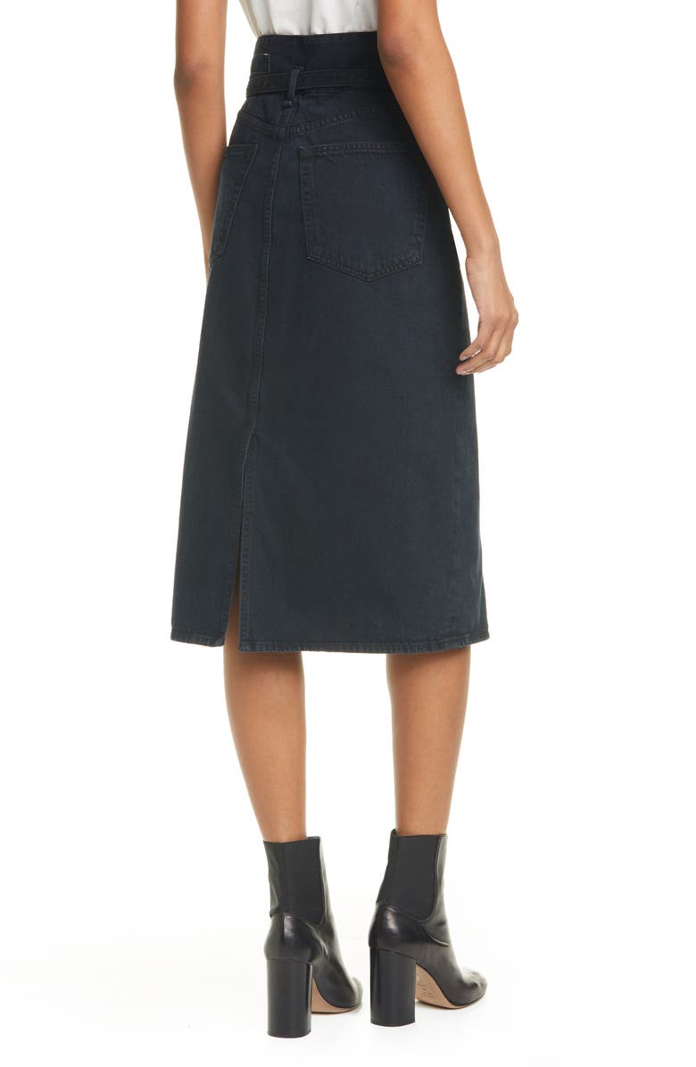 rag & bone Paperbag Waist Denim Midi Skirt, Alternate, color, 