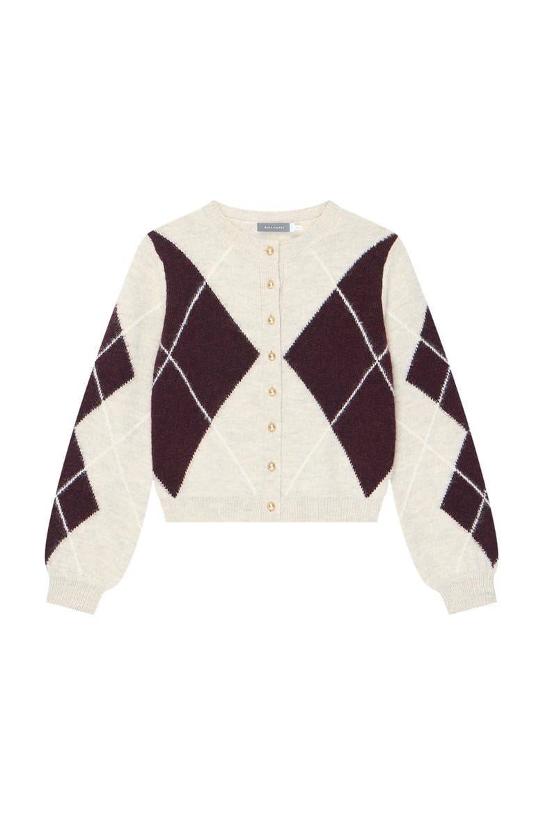 Wool Blend Argyle Cardigan, Alternate, color, Neutral