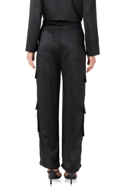 English Factory Satin Cargo Pants In Black