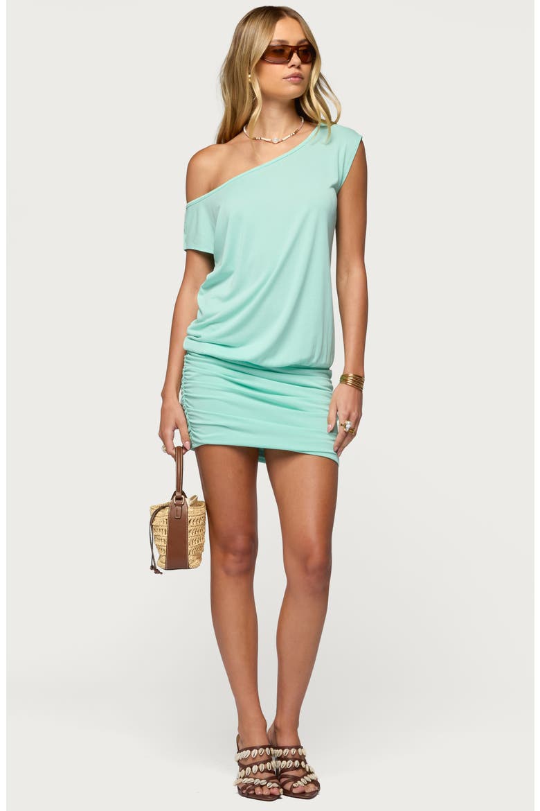 Marya One-Shoulder Minidress, Alternate, color, AQUA