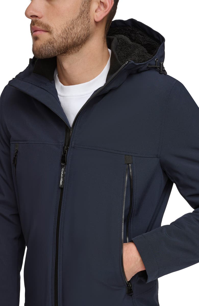 Calvin Klein Faux Shearling Lined Windbreaker Jacket, Alternate, color, True Navy