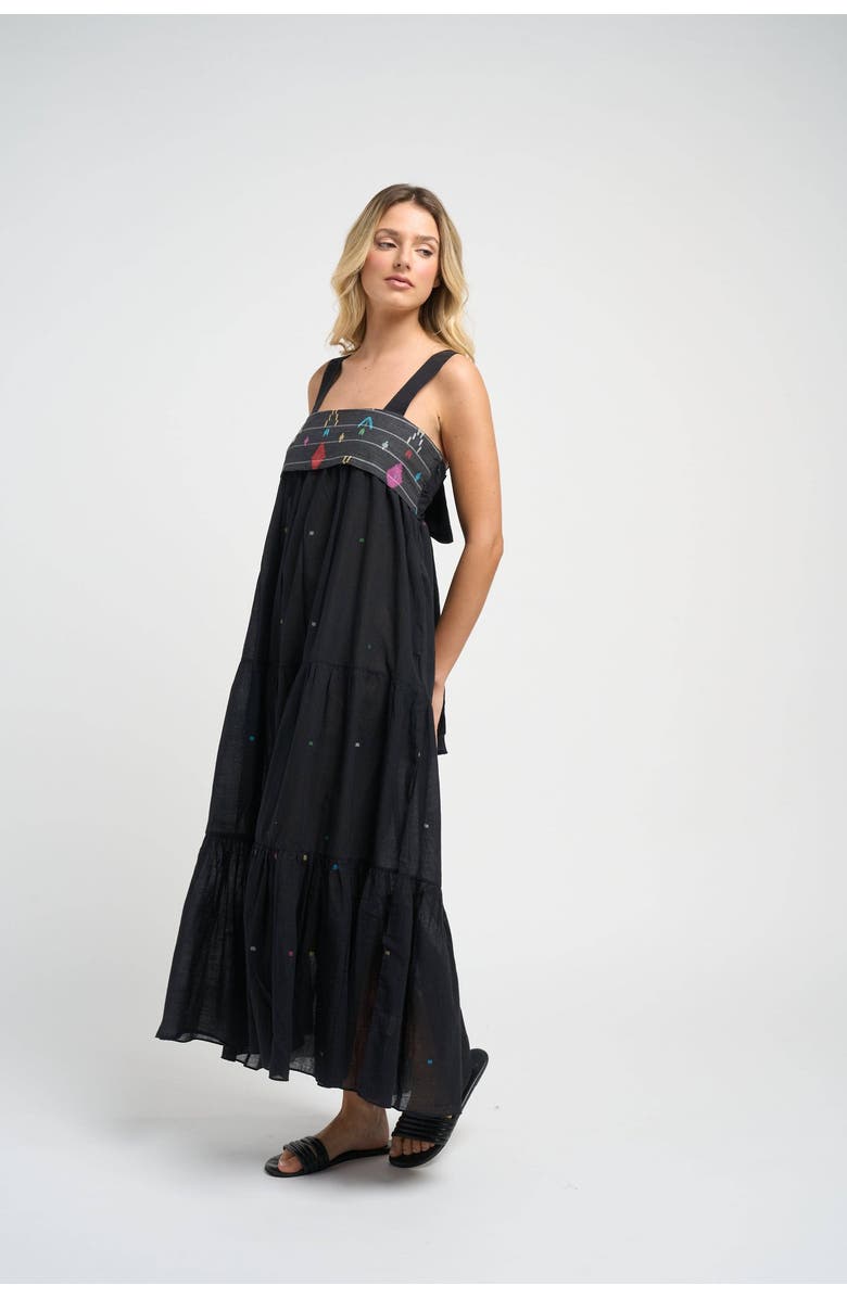 GUADALUPE DESIGN Isabella Jamdani Dress, Alternate, color, Black