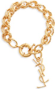 Saint Laurent Hammered YSL Chain Bracelet