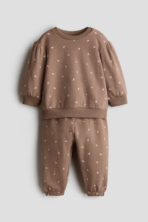 2-piece Printed Brushed Sweatshirt Set