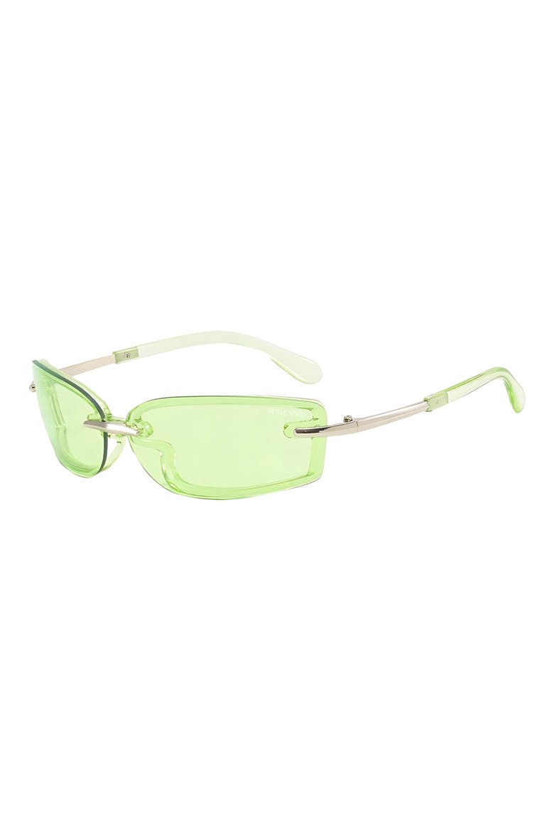 Zuri 66mm Oversize Rectangular Sunglasses, Alternate, color, GREEN/ SILVER