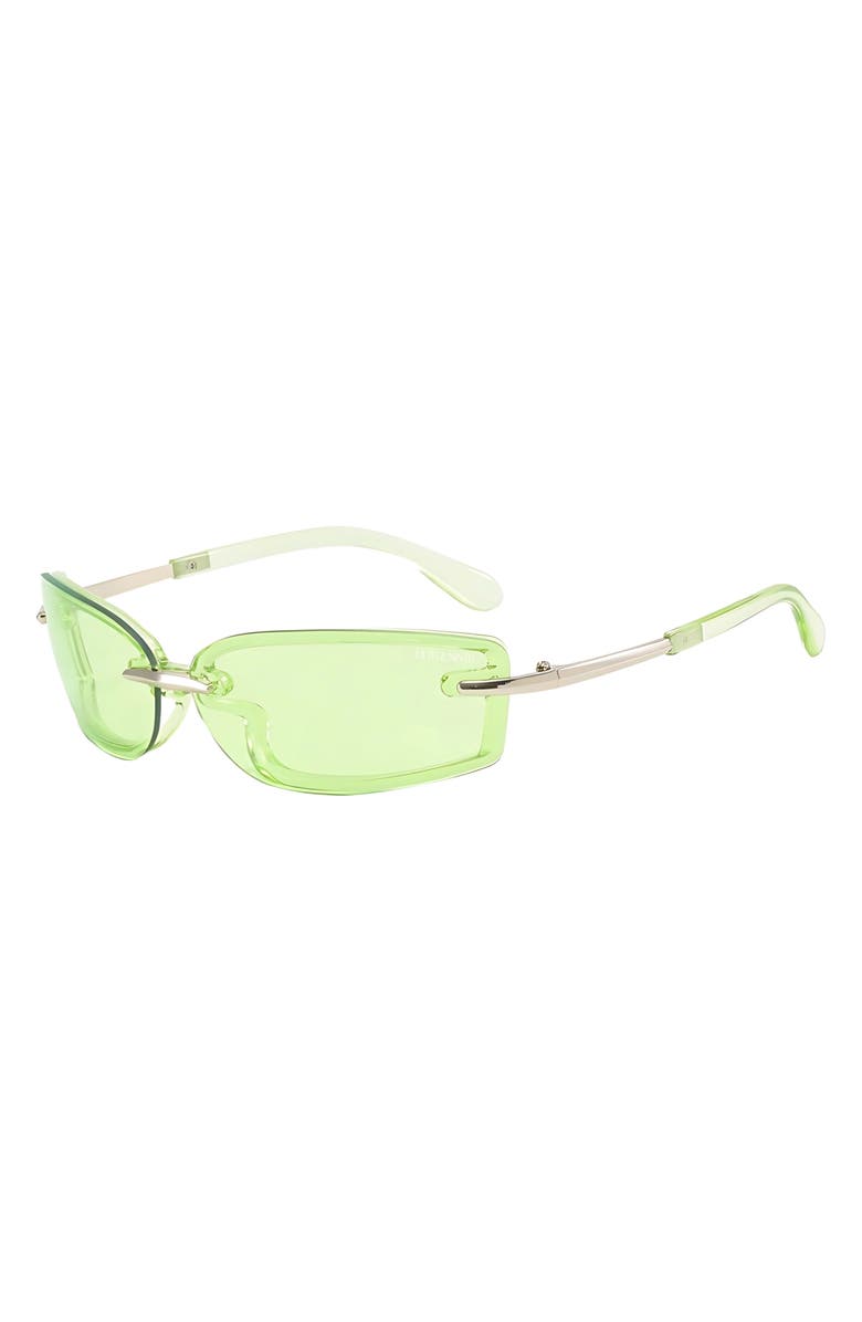 Fifth & Ninth Zuri 66mm Oversize Rectangular Sunglasses, Alternate, color, Green/ Silver