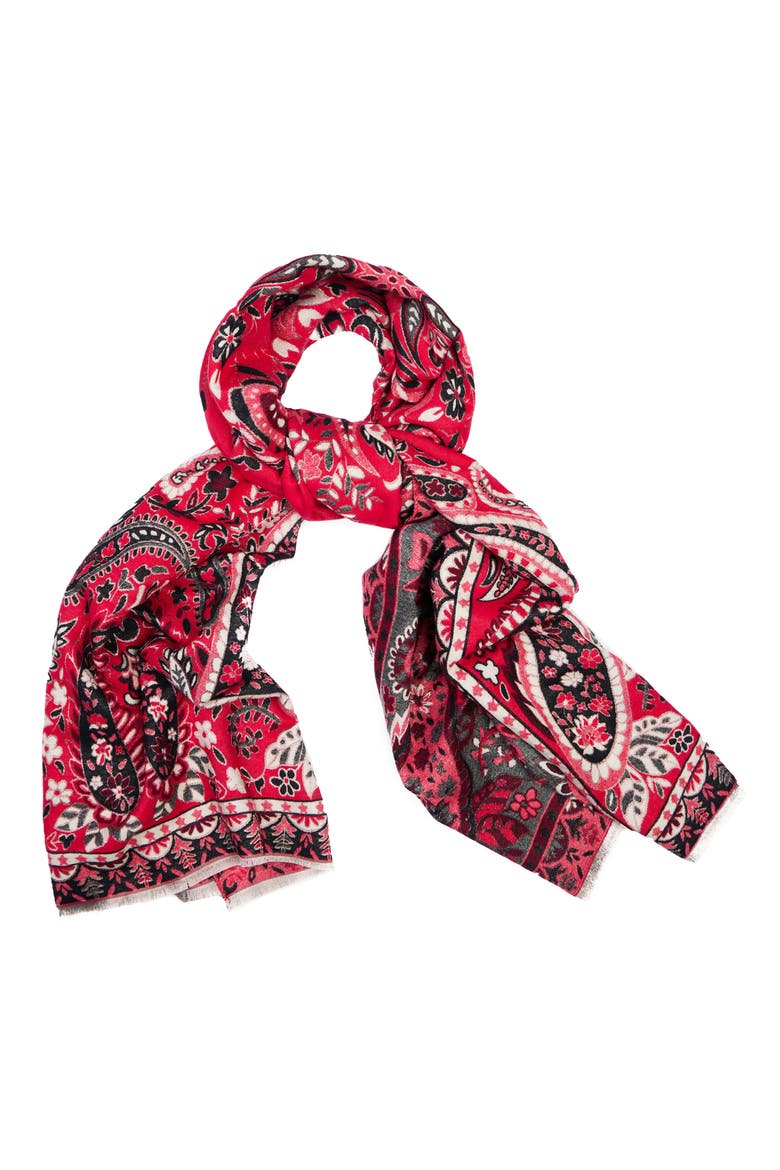 Paisley Print Bandana Scarf, Alternate, color, RED