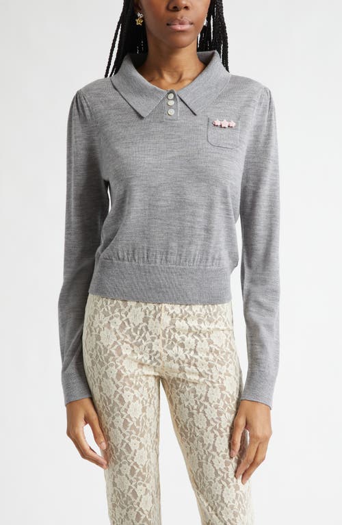 Sandy Liang Akira Merino Wool Sweater In Gray