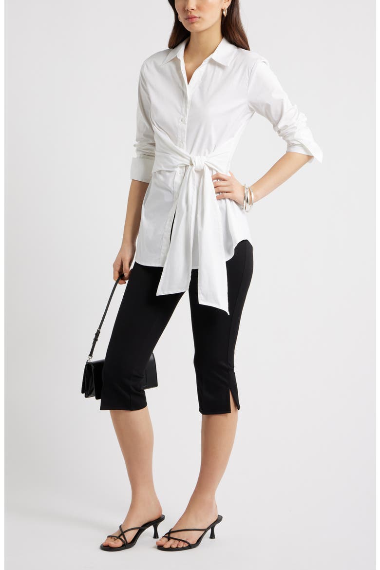 Stretch Twill Capri Pants, Alternate, color, BLACK
