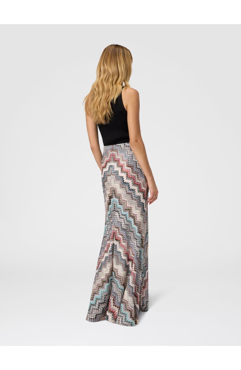 Missoni Flared Long Skirt In Viscose With Zigzag Pattern, Alternate, color, 