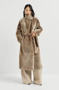 Brunello Cucinelli Shearling coat with belt and monili