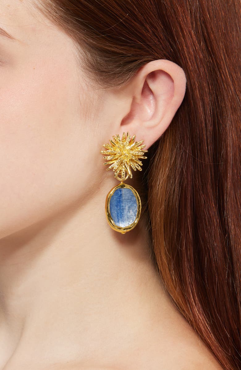 Karine Sultan Kyanite Starburst Clip-On Drop Earrings, Alternate, color, Gold