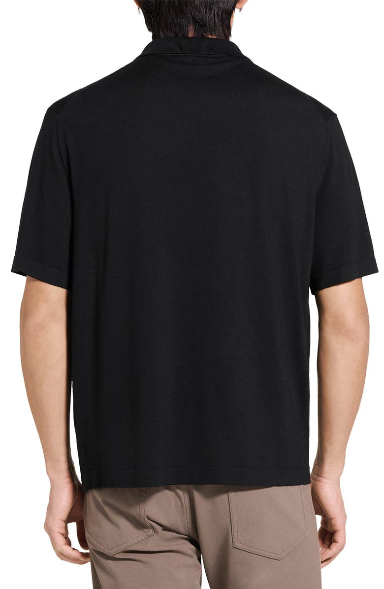 Theory Relaxed Short Sleeve Merino Wool Button-Up Shirt, Alternate, color, Black - 001