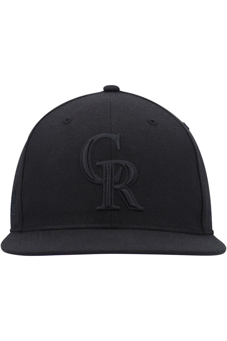 Men's '47 Colorado Rockies Black on Black Sure Shot Captain Snapback Hat, Alternate, color, Black
