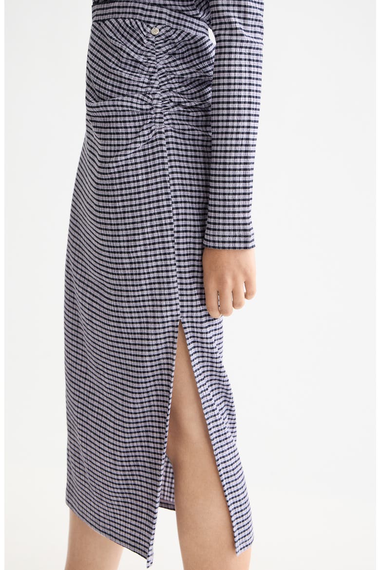 Ruched Gingham Midi Skirt, Alternate, color, SKY CAPTAIN/ LANGUID LAVENDER