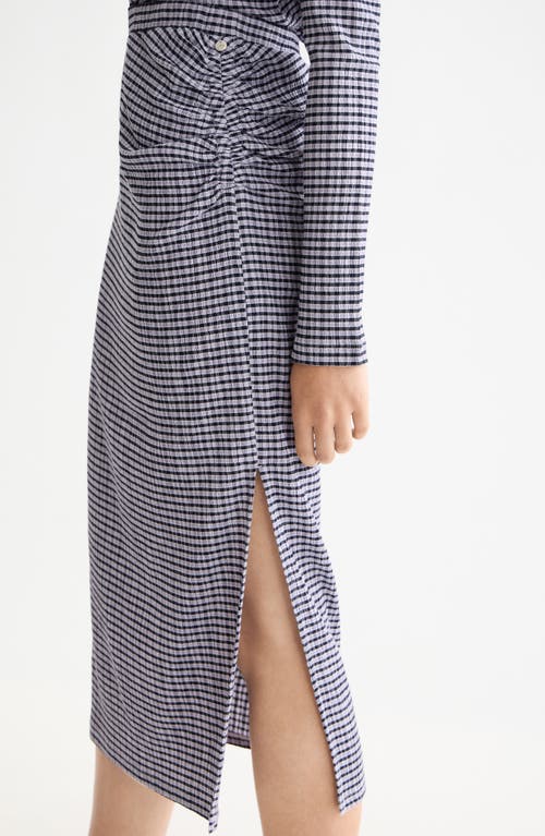 Scotch & Soda Ruched Gingham Midi Skirt In Blue