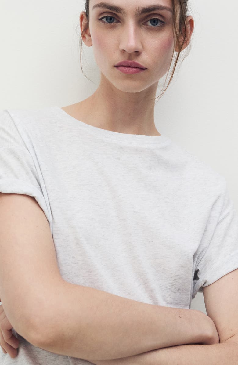 MANGO Cotton Crewneck T-Shirt, Alternate, color, Vanilla