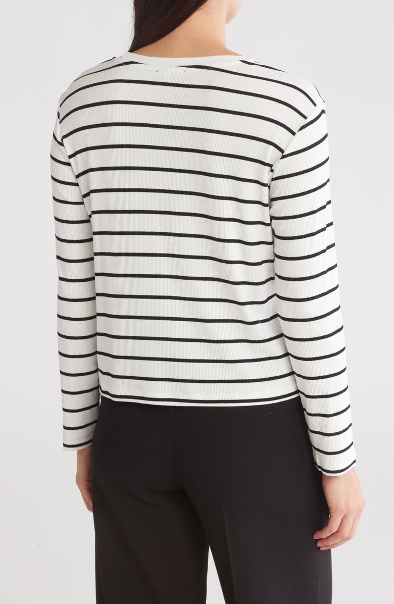 1.STATE Stripe Long Sleeve Ribbed Crop T-Shirt, Alternate, color, New Ivory