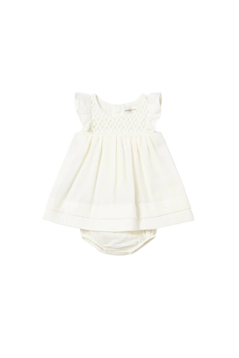 Textured Dress with Nappy Cover, Main, color, White