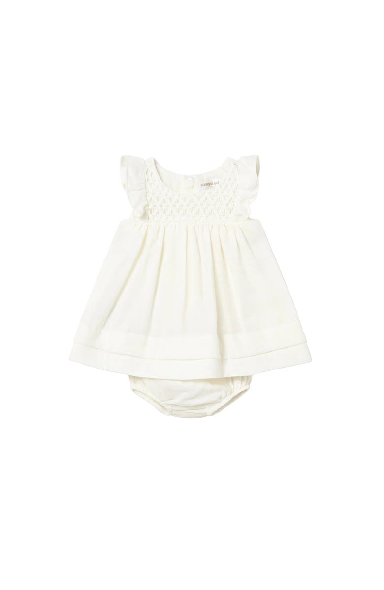 Mayoral Textured Dress with Nappy Cover, Main, color, White