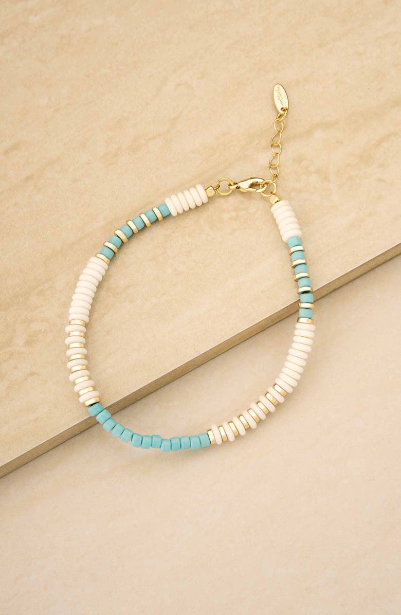 Ettika Ocean Tide Bead Anklet, Alternate, color, Turquoise