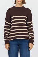 Dear John Solana Long Sleeve Funnel Neck Roll Neck Stripe Sweater