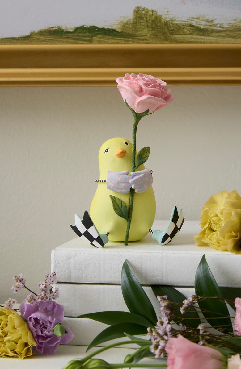 MACKENZIE CHILDS Patience Brewster Chic with Flower Figurine, Alternate, color, Yellow