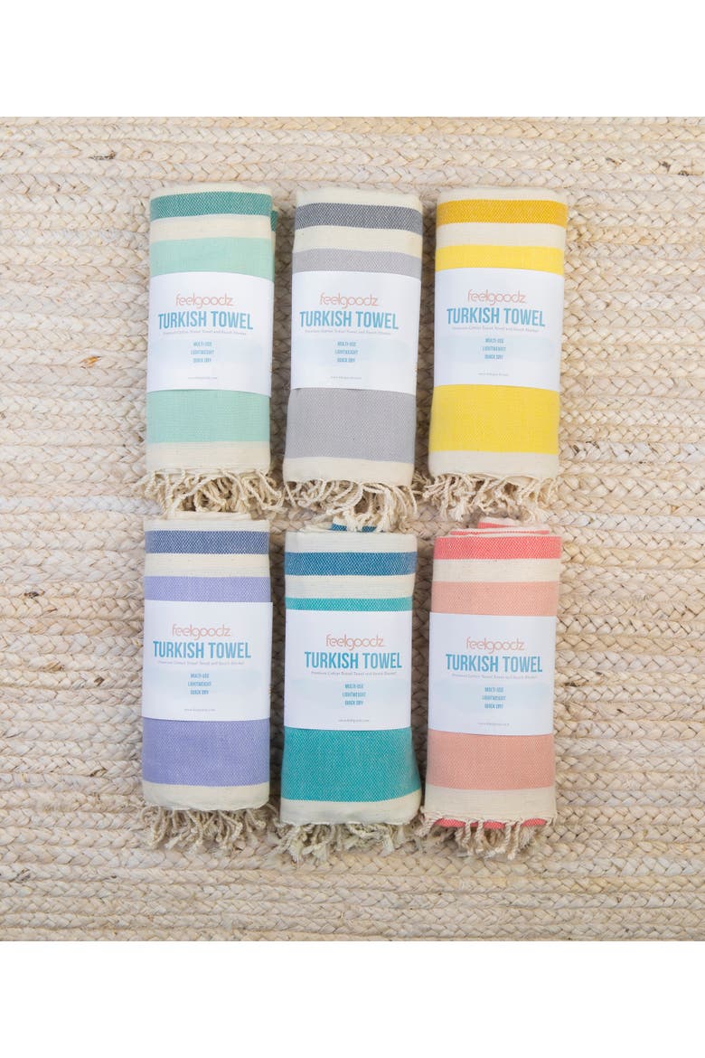 Artisan Crafted Cotton Turkish Towel Beach Bath, Alternate, color, Tangerine
