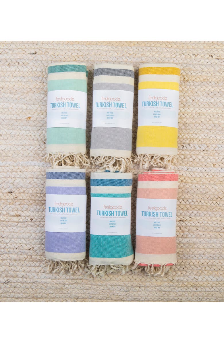 Feelgoodz Artisan Crafted Cotton Turkish Towel Beach Bath, Alternate, color, Sage