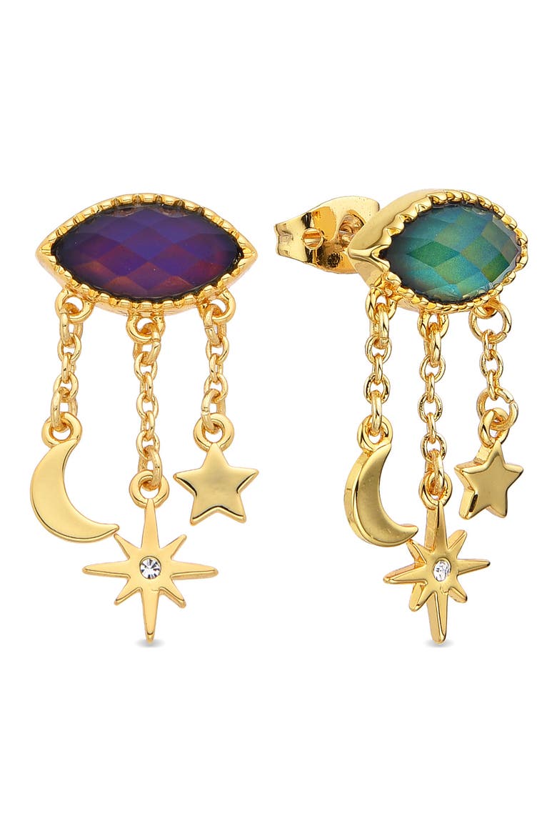 Celia Moonstone Mismatched Drop Earrings, Main, color, GOLD