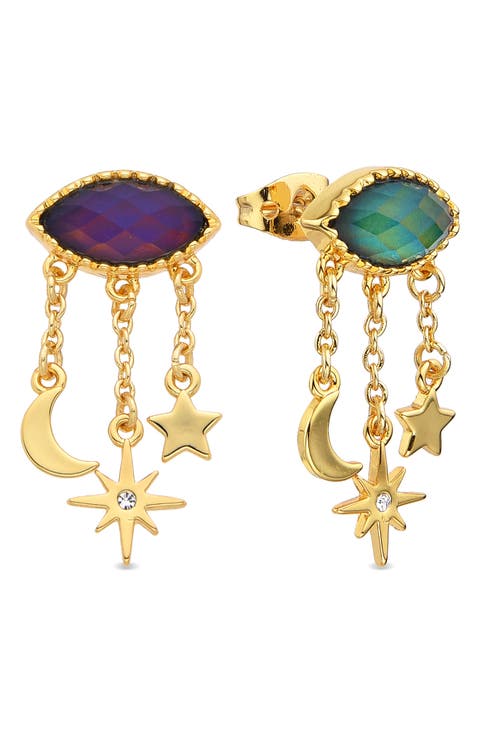 Celia Moonstone Mismatched Drop Earrings