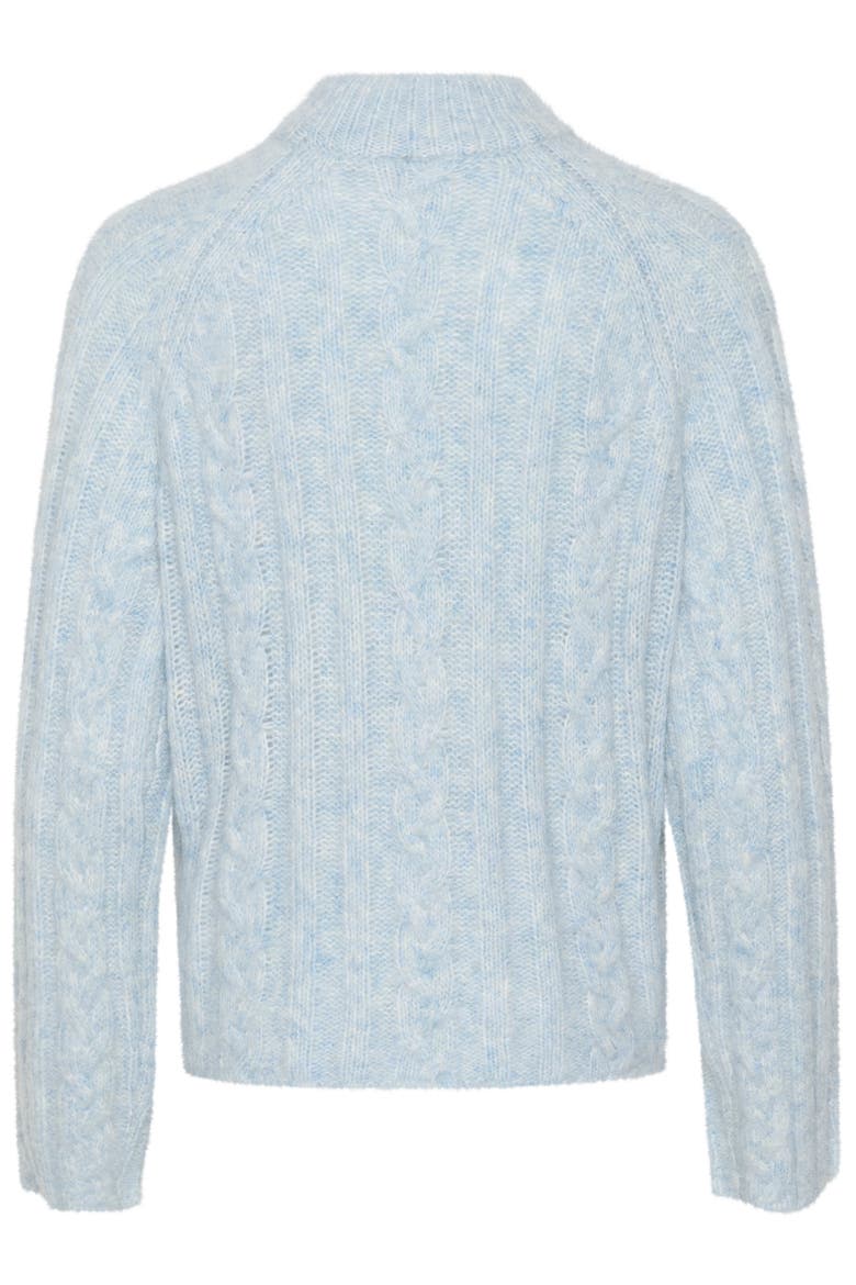 KAnaja Cable Knit Funnel Neck Pullover, Alternate, color, Celestial Blue Melange