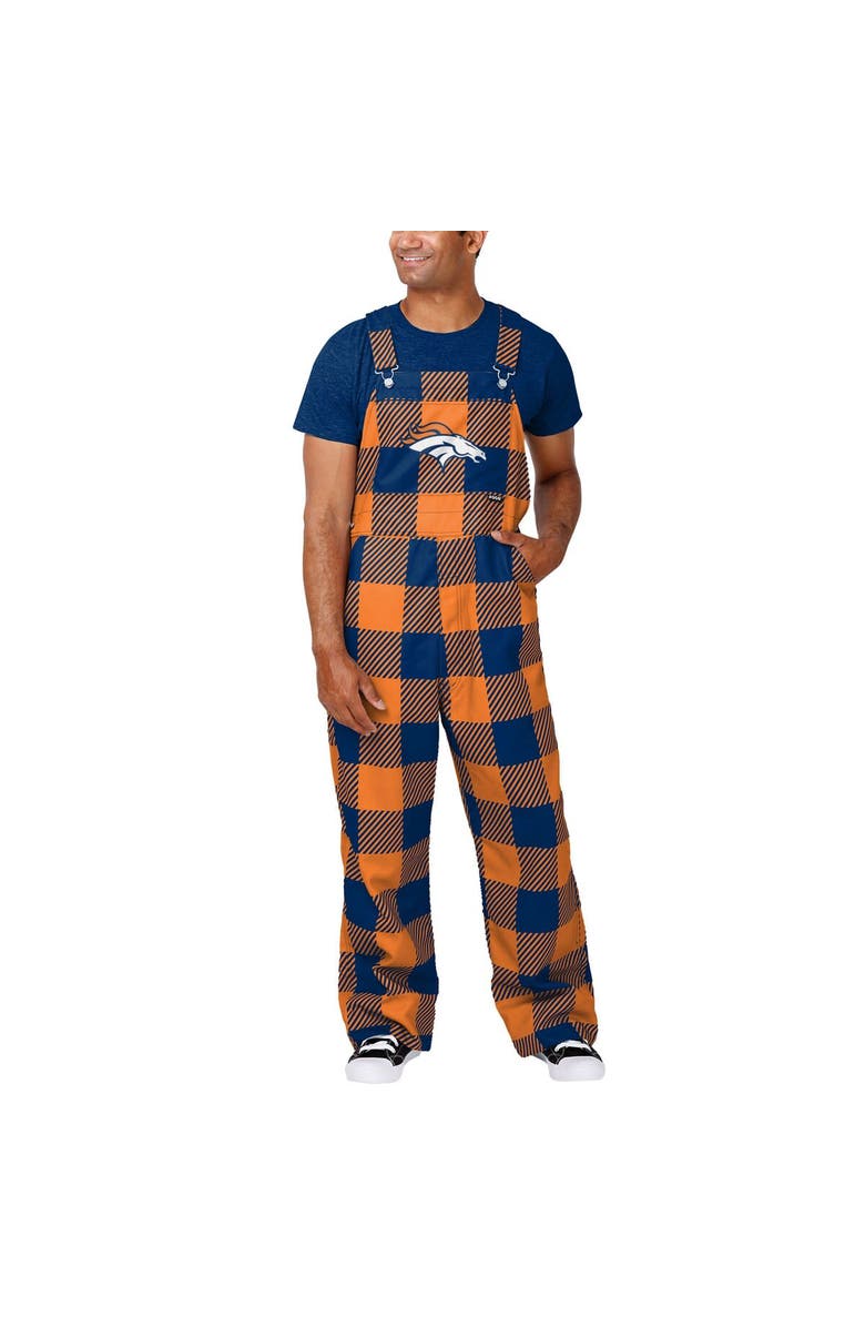 FOCO Men's FOCO  Navy Denver Broncos Big Logo Plaid Overalls, Main, color, 