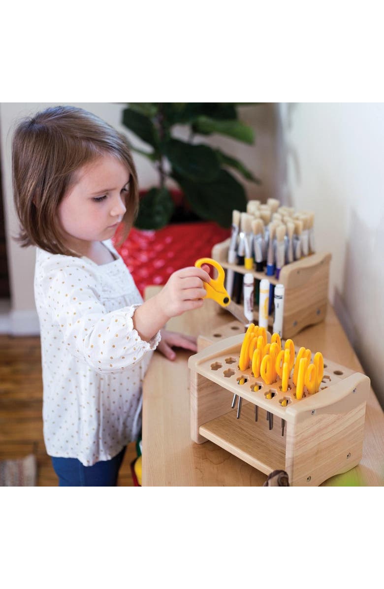 Kaplan Early Learning Company Tabletop Scissor Stand - Holds up to 30 Scissors, Alternate, color, Brown