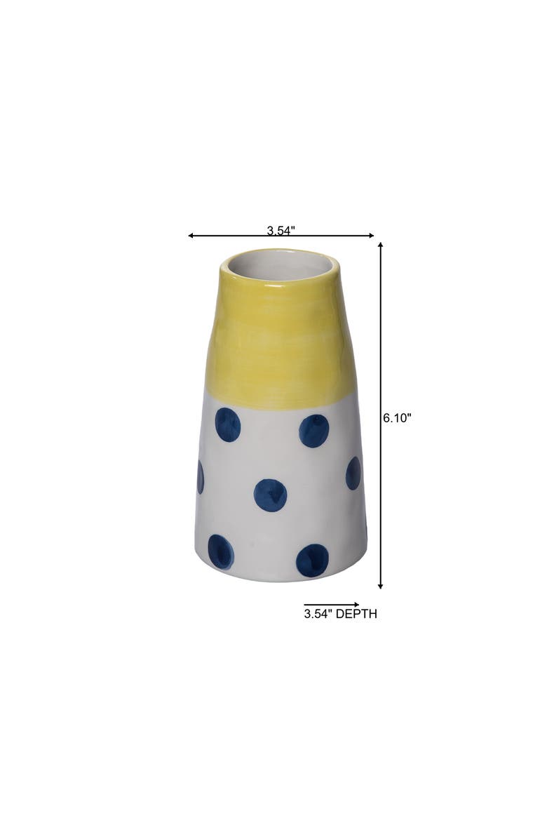 Transpac Ceramic Blue Dot Vase Multicolored for Floral Display and Home Decor, Alternate, color, Multicolored