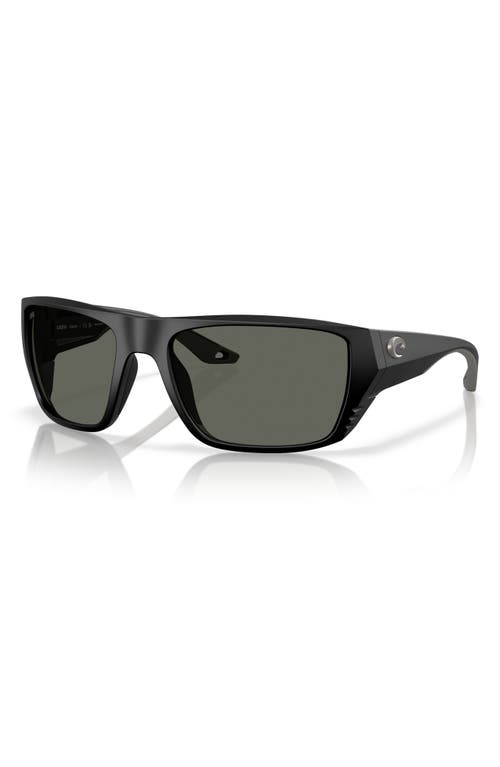 Costa Del Mar Finlet 59mm Polarized Rectangular Sunglasses In Matte Black/gray 580g
