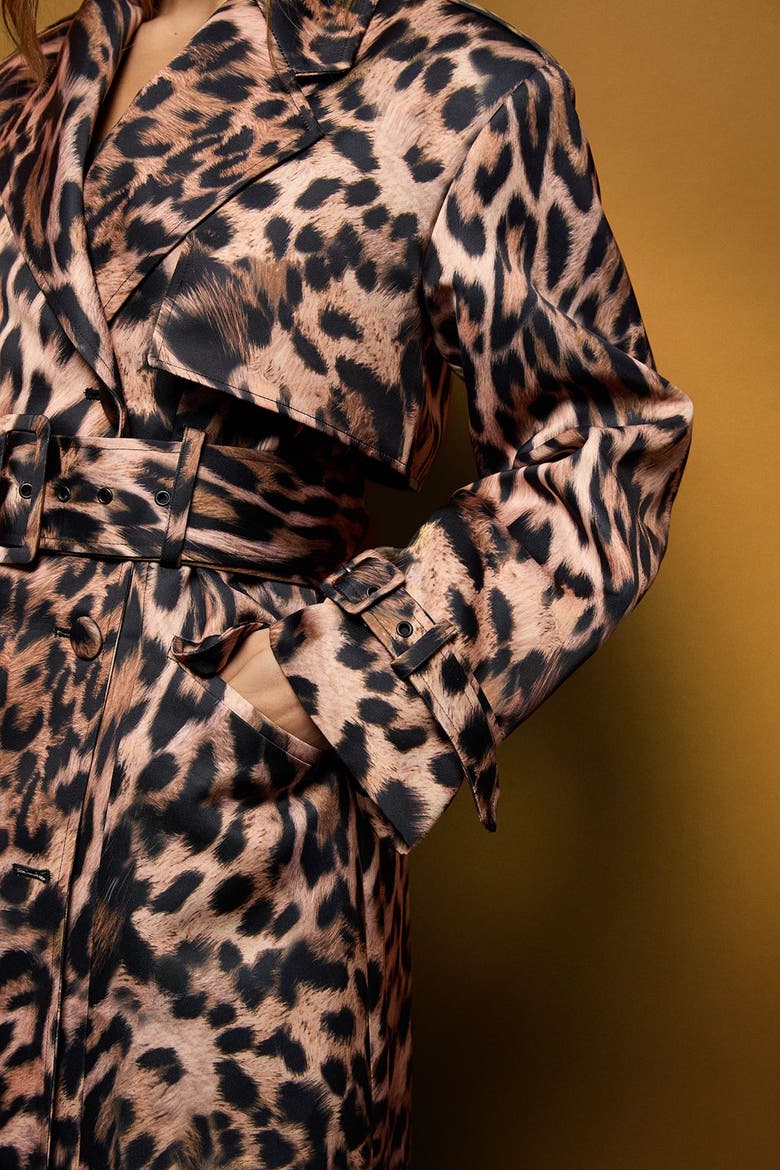 Muse Leopard Trench Coat, Alternate, color, Leopard