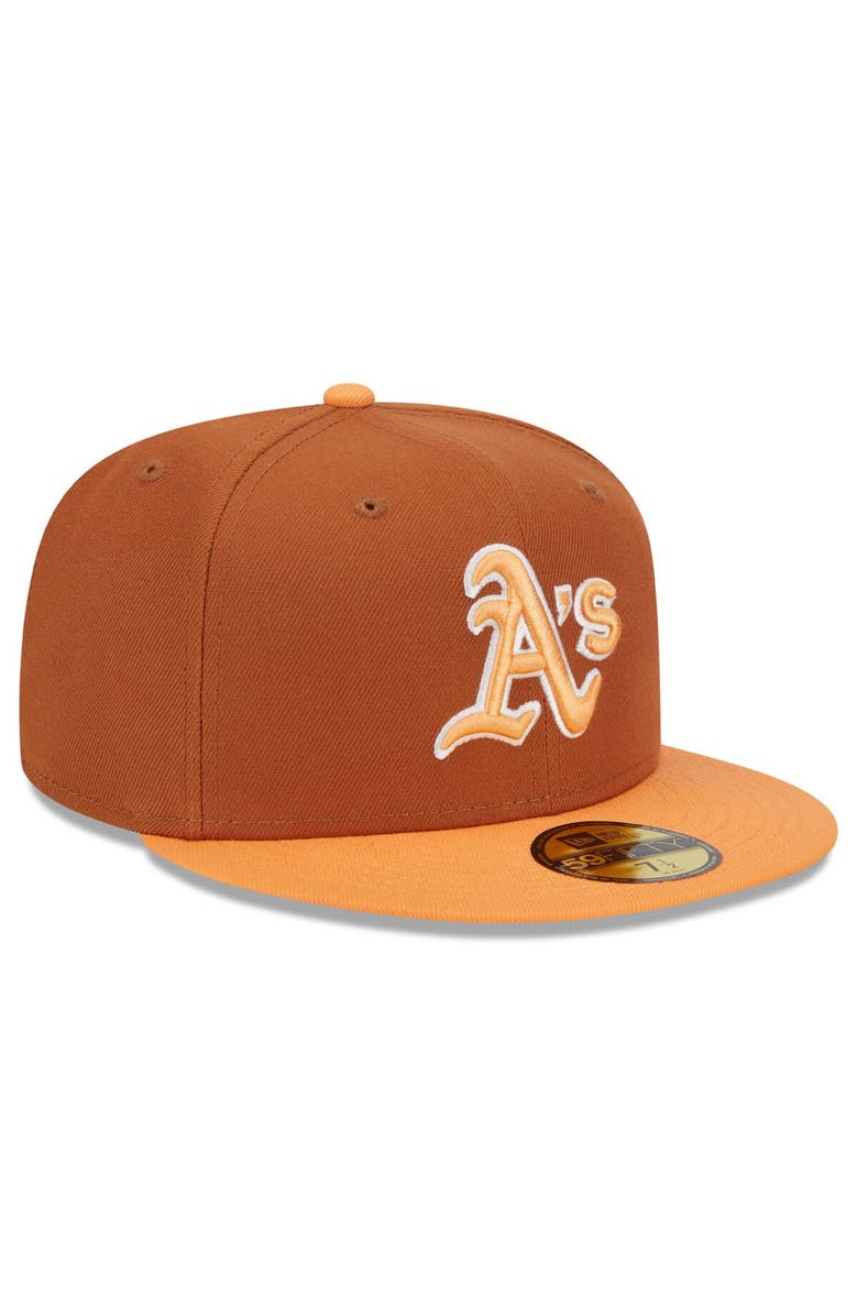 New Era Men's New Era Brown/Orange Oakland Athletics Spring Color Basic Two-Tone 59FIFTY Fitted Hat, Alternate, color, 