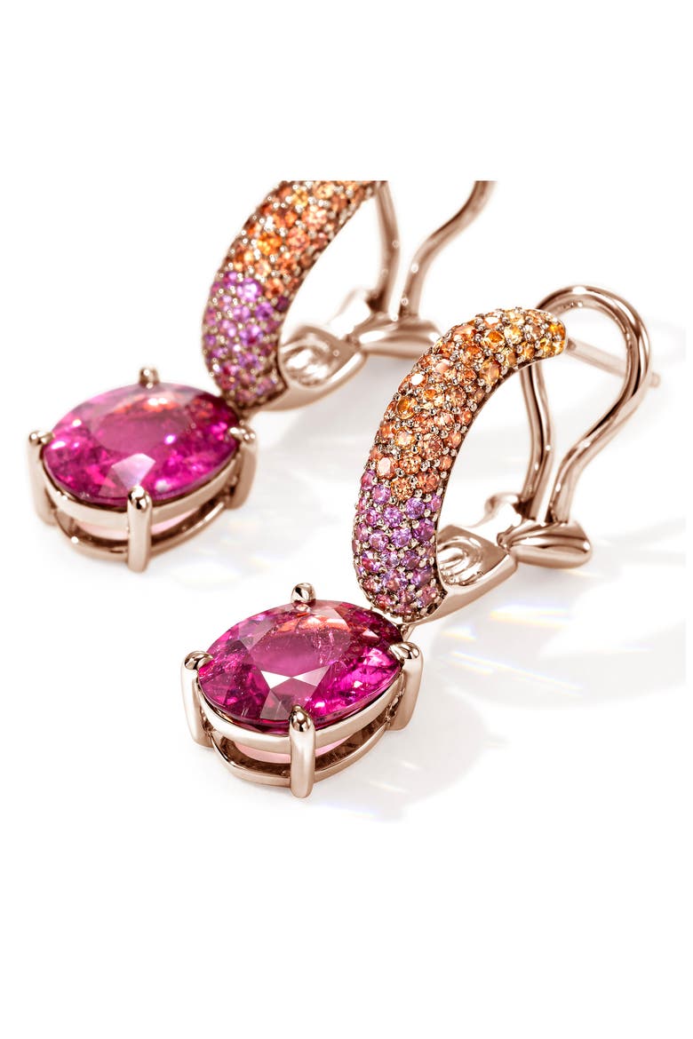 Artisan Series 18k Rose Gold Rubelite Drop Earrings, Alternate, color, GOLD